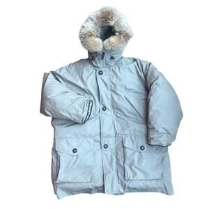 Cabela's Premier Goose Down Parka Tan Khaki Coyote Fur Snorkel Jacket Coat 3XLT